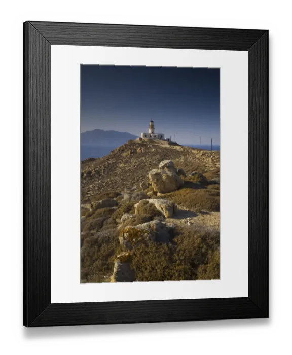 Framed Print : Greece and Greek Island of Mykono with Cape Armenistis Lighthouse on the Northwest Framed Print : Greece and Greek Island of Mykono with Cape Armenistis Lighthouse on the Northwest