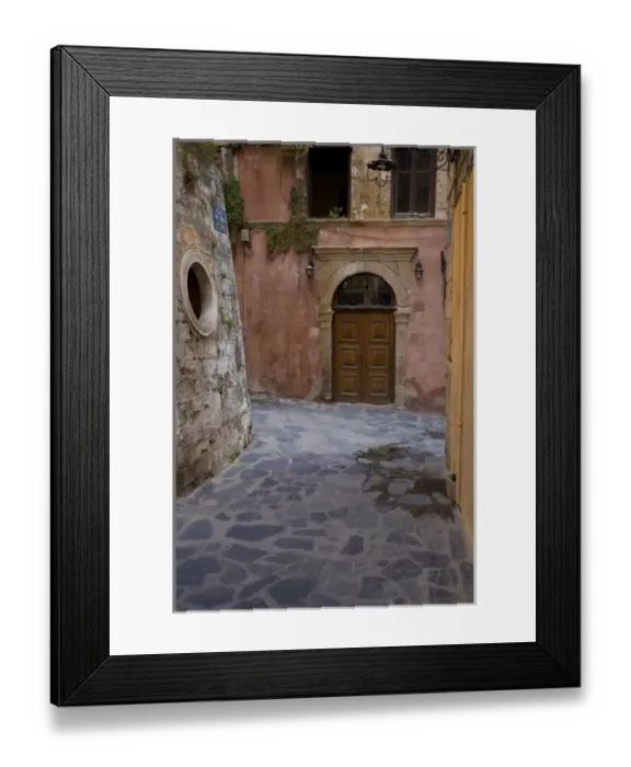 Framed Print : Greek Island of Crete and old town of Chania with old doorway Framed Print : Greek Island of Crete and old town of Chania with old doorway