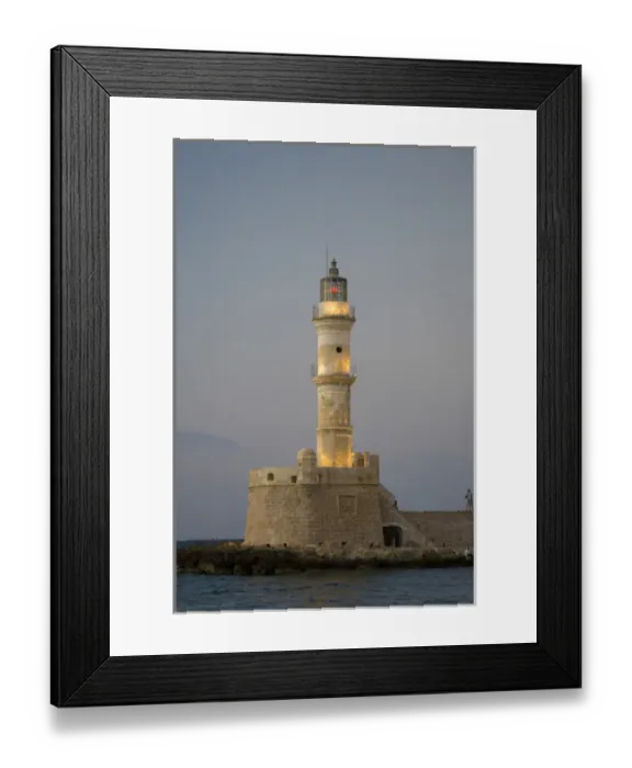 Framed Print : Greek Island of Crete and old town of Chania with Venetian Lighthouse along Framed Print : Greek Island of Crete and old town of Chania with Venetian Lighthouse along