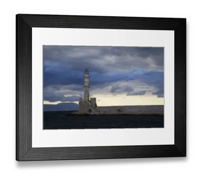 Framed Print : Greek Island of Crete and old town of Chania with Venetian Lighthouse along