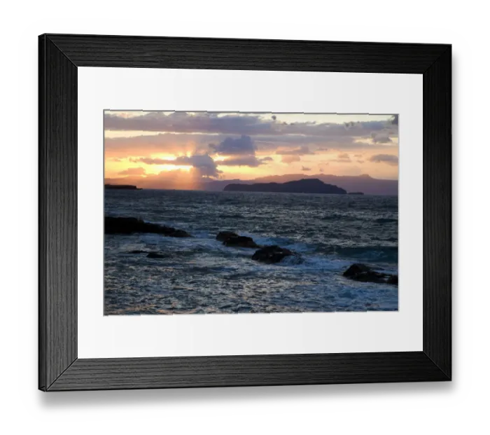 Framed Print : Greek Island of Crete and old town of Chania and sunset along the Mediterranean Sea