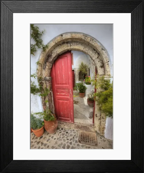 Framed Print : Doorway, Santorini, Greece