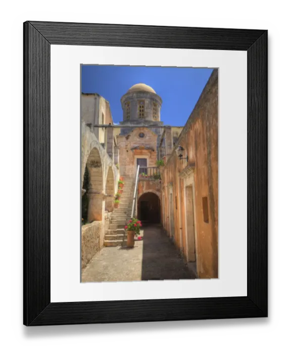 Framed Print : Europe, Greece, Greek Island, Crete, Monastary near town of Chania