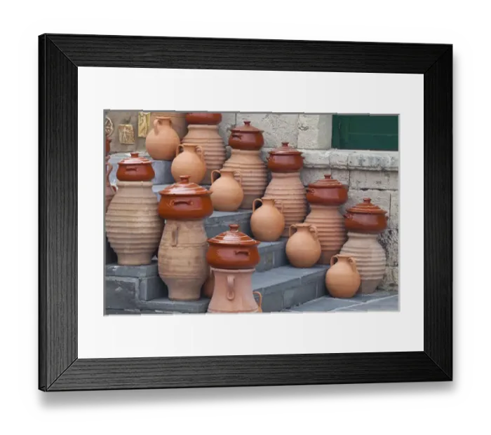 Framed Print : Europe, Greece, Greek Island, Crete, Pottery for sale along the old Harbor Chania Framed Print : Europe, Greece, Greek Island, Crete, Pottery for sale along the old Harbor Chania