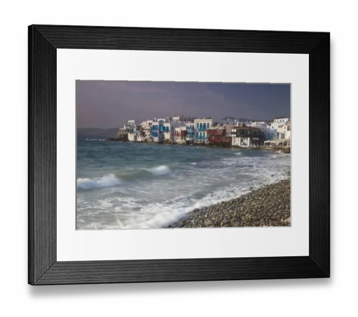 Framed Print : Europe, Greece, Greek Island, Mykonos, Hora, Little Venice in evening light