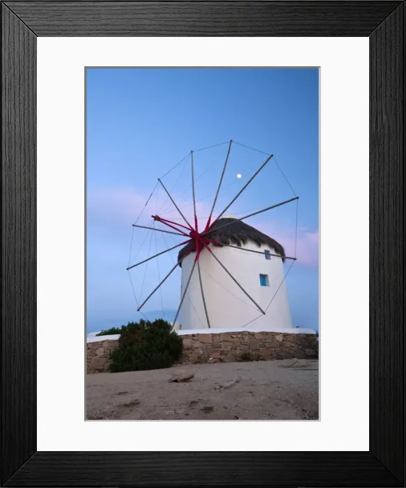 Framed Print : Europe, Greece, Greek Island, Mykonos, Hora, Windmill Evening light Framed Print : Europe, Greece, Greek Island, Mykonos, Hora, Windmill Evening light