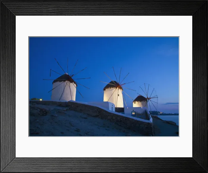 Framed Print : Europe, Greece, Greek Island, Mykonos, Hora, Windmill Evening light Framed Print : Europe, Greece, Greek Island, Mykonos, Hora, Windmill Evening light