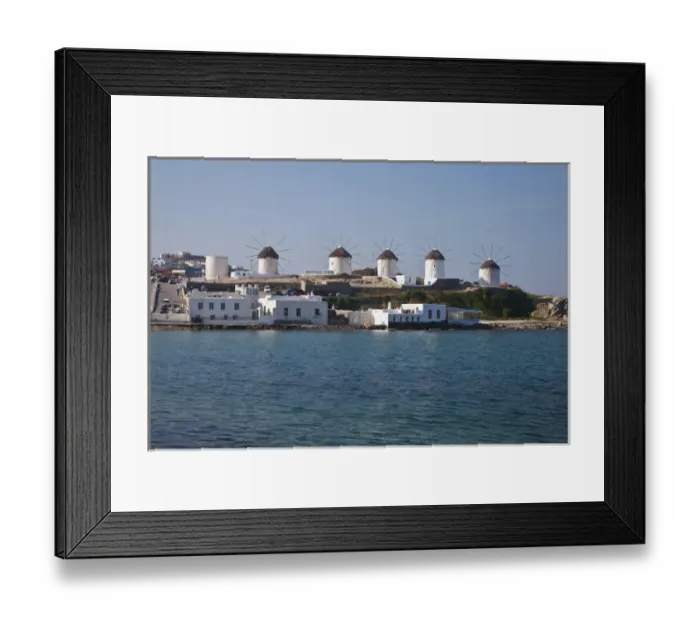 Framed Print : Europe, Greece, Greek Isles, Mykonos, Horia, Windmills