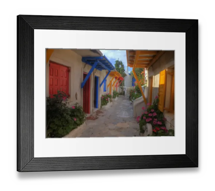 Framed Print : Europe, Greece, Greek Island, Mykonos, Color but old refurishing hotel in central Framed Print : Europe, Greece, Greek Island, Mykonos, Color but old refurishing hotel in central