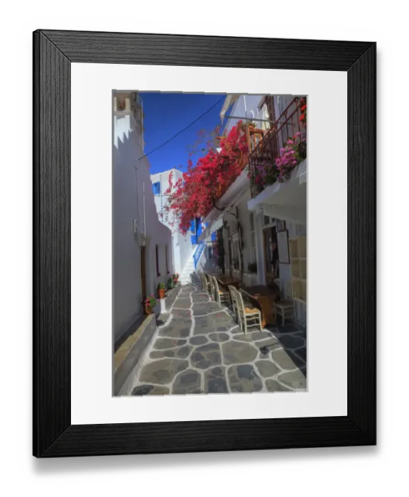 Framed Print : Europe, Greece, Greek Island, Mykonos, Hora with small alley ways and fine little Framed Print : Europe, Greece, Greek Island, Mykonos, Hora with small alley ways and fine little