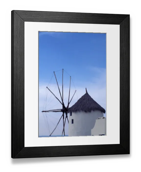Framed Print : Europe, Greece, Mykonos. wind mill at sunrise