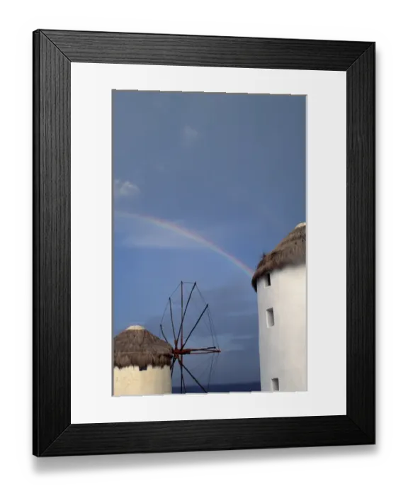 Framed Print : Europe, Greece, Mykonos. wind mill with rainbow Framed Print : Europe, Greece, Mykonos. wind mill with rainbow