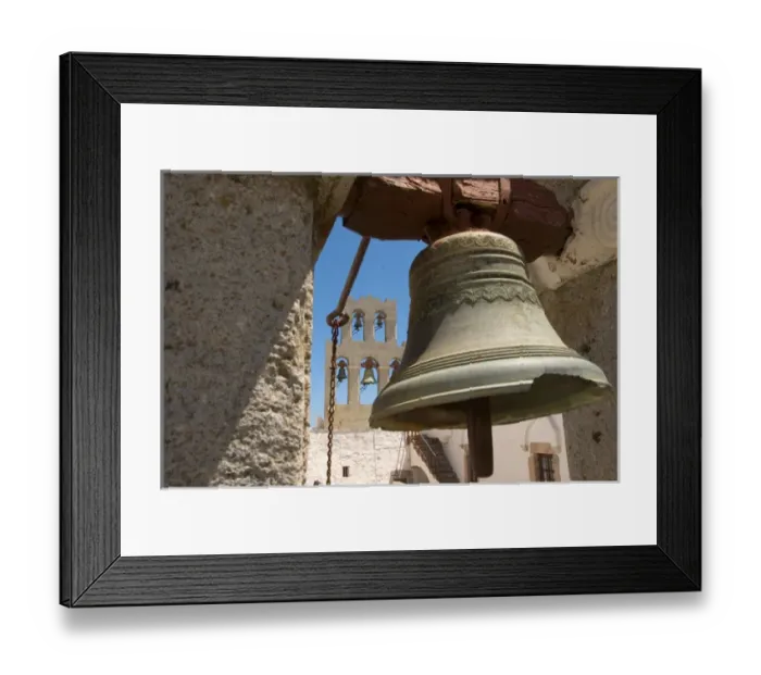 Framed Print : Europe, Greece, Dodecanese, Patmos: church bell inside the monastery of St John in Hora