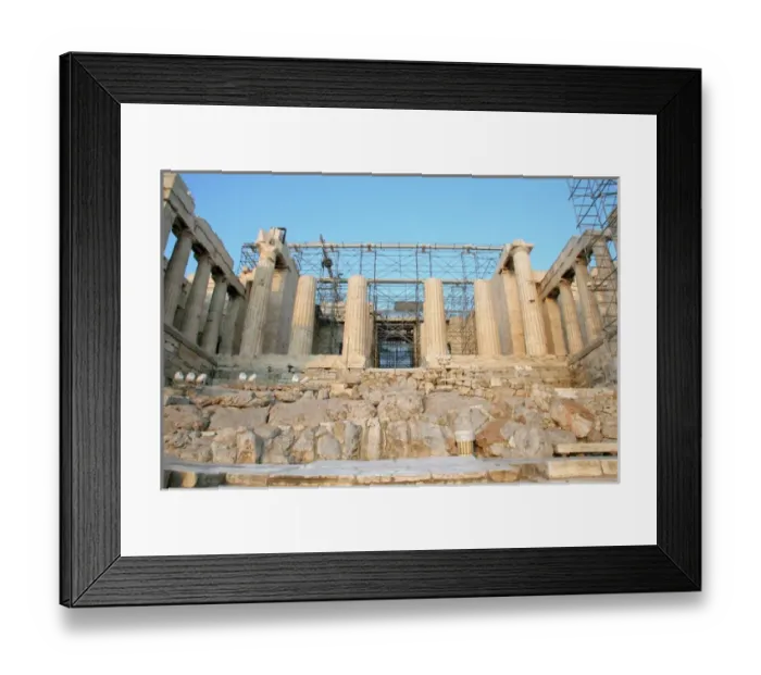 Framed Print : Greek Art. The Propylaea. In 437 BC Mnesicles started building the monument gates
