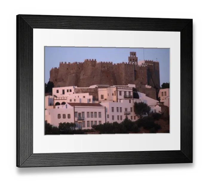 Framed Print : Greece, Patmos Island Housing and fortifications
