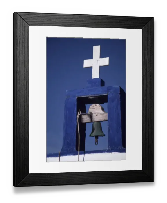 Framed Print : Greece, Arki, Marathi Church bell and cross Framed Print : Greece, Arki, Marathi Church bell and cross