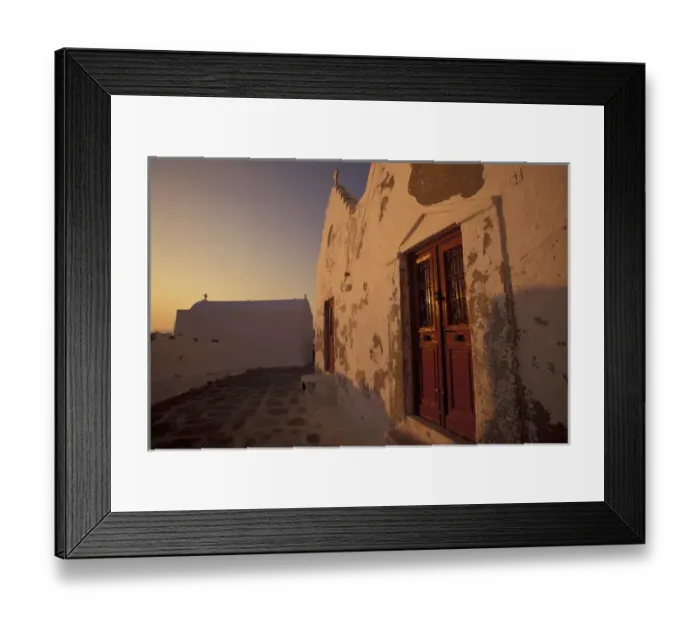 Framed Print : Europe, Greece, Cyclades Islands, Mykonos, Paraportiani Church, at sunset Framed Print : Europe, Greece, Cyclades Islands, Mykonos, Paraportiani Church, at sunset