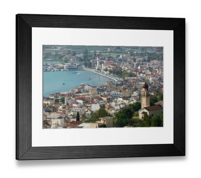 Framed Print : GREECE-Ionian Islands-ZAKYNTHOS: Morning Town View from Venetian Kastro Castle Framed Print : GREECE-Ionian Islands-ZAKYNTHOS: Morning Town View from Venetian Kastro Castle