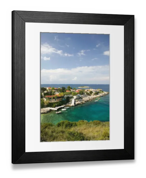 Framed Print : GREECE-Ionian Islands-ZAKYNTHOS-KOKKINOU: Small Resort Peninsula