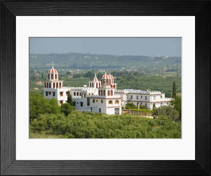 Framed Print : GREECE-Ionian Islands-ZAKYNTHOS-MACHERADO: Eleftherotria Monastery  /  Exterior