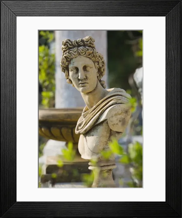 Framed Print : GREECE-Ionian Islands-KEFALONIA-Kokolata: Greek Lawn Ornament Statue Showplace- Bust Framed Print : GREECE-Ionian Islands-KEFALONIA-Kokolata: Greek Lawn Ornament Statue Showplace- Bust