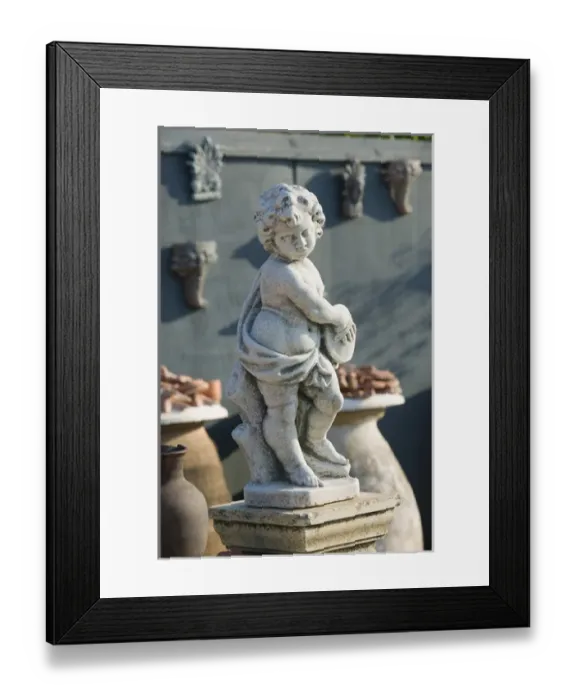 Framed Print : GREECE-Ionian Islands-KEFALONIA-Kokolata: Greek Lawn Ornament Statue Showplace- Cherub Framed Print : GREECE-Ionian Islands-KEFALONIA-Kokolata: Greek Lawn Ornament Statue Showplace- Cherub