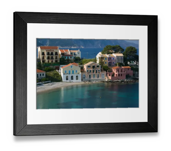 Framed Print : GREECE-Ionian Islands-KEFALONIA-Assos: Waterfront Resort Houses Framed Print : GREECE-Ionian Islands-KEFALONIA-Assos: Waterfront Resort Houses