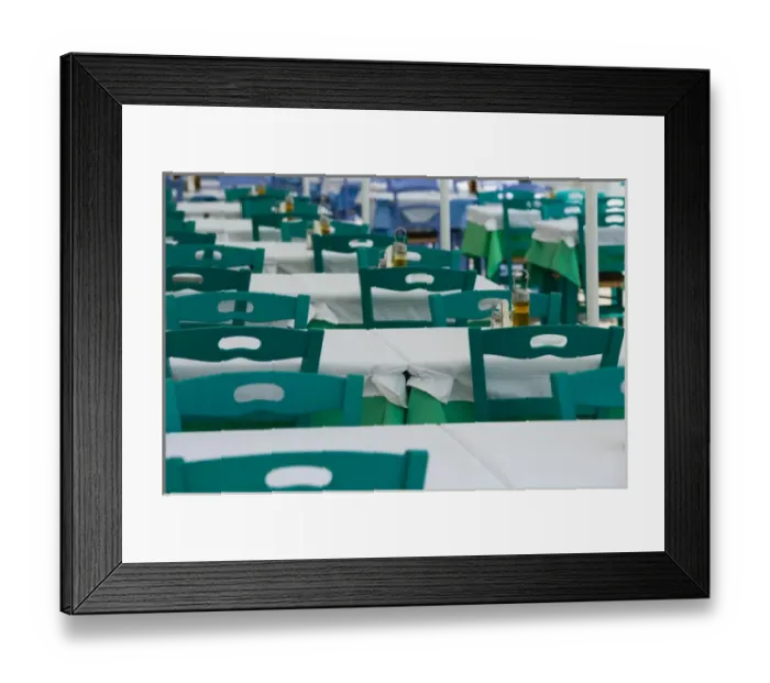 Framed Print : GREECE-Ionian Islands-KEFALONIA-Fiskardo: Cafe Tables Framed Print : GREECE-Ionian Islands-KEFALONIA-Fiskardo: Cafe Tables