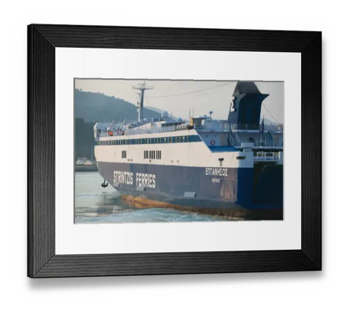 Framed Print : GREECE-Ionian Islands-KEFALONIA-Argostoli: Greek Island Ferry / Argostoli Bay Framed Print : GREECE-Ionian Islands-KEFALONIA-Argostoli: Greek Island Ferry / Argostoli Bay