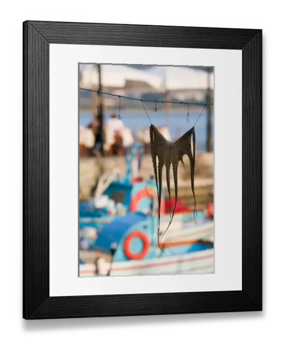 Framed Print : GREECE-Northeastern Aegean Islands-LESVOS (Mytilini)-Mithymna (Molyvos): Fishing