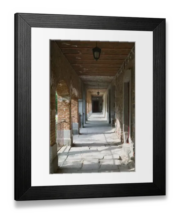 Framed Print : GREECE-Northeastern Aegean Islands-LESVOS (Mytilini)-Filia: Limonos Monastery- Courtyard
