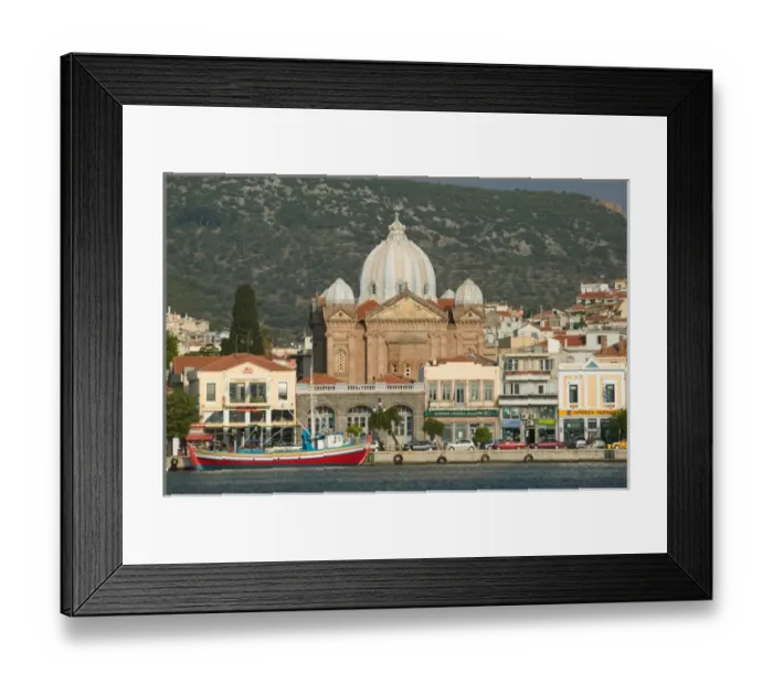 Framed Print : GREECE-Northeastern Aegean Islands-LESVOS (Mytilini)-Mytilini Town: Waterfront View