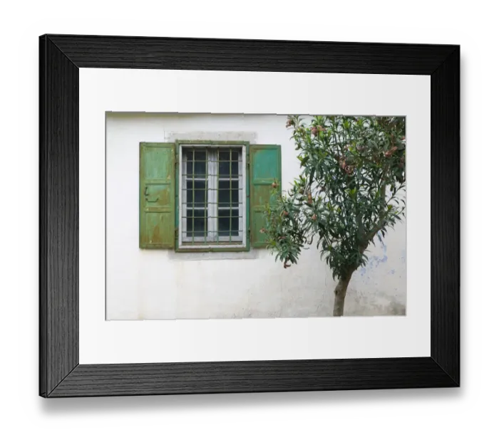 Framed Print : GREECE-Northeastern Aegean Islands-LESVOS (Mytilini)-Filia: Limonos Monastery- Courtyard