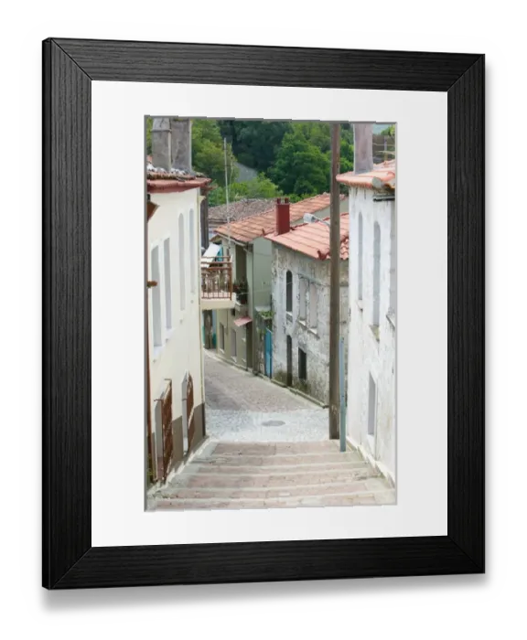 Framed Print : GREECE-Northeastern Aegean Islands-LESVOS (Mytilini)-Agiasos: Street Detail of Mountain
