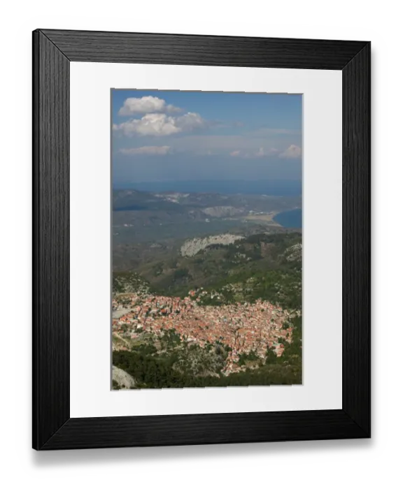 Framed Print : GREECE-Northeastern Aegean Islands-LESVOS (Mytilini)-Mt. Olympos: View of AGIASOS