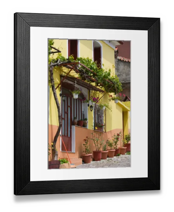 Framed Print : GREECE-Northeastern Aegean Islands-LESVOS (Mytilini)-Agiasos: Yellow House