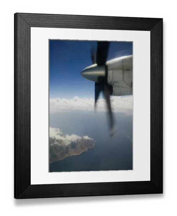 Framed Print : GREECE-Northeastern Aegean Islands-SAMOS: Flying in Propeller Driven Airplane to SAMOS