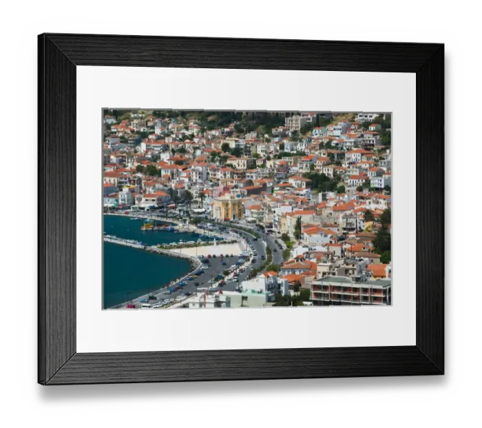 Framed Print : GREECE-Northeastern Aegean Islands-SAMOS-Vathy (Samos Town): Town View with Harbor Framed Print : GREECE-Northeastern Aegean Islands-SAMOS-Vathy (Samos Town): Town View with Harbor