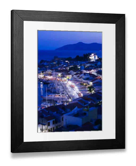 Framed Print : GREECE-Northeastern Aegean Islands-SAMOS-Pythagorio: Harbor View  /  Evening