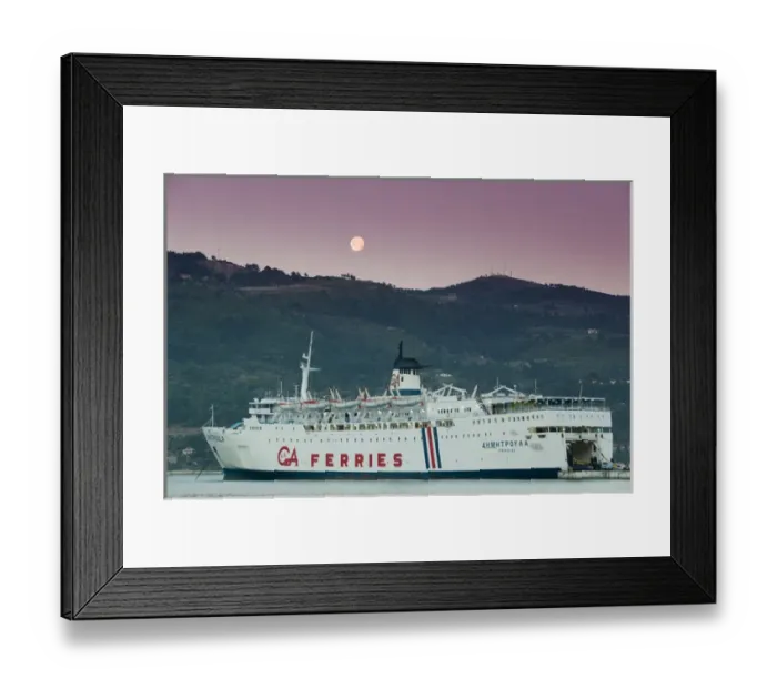 Framed Print : GREECE-Northeastern Aegean Islands-SAMOS-Vathy (Samos Town): Greek Island Ferry with Framed Print : GREECE-Northeastern Aegean Islands-SAMOS-Vathy (Samos Town): Greek Island Ferry with