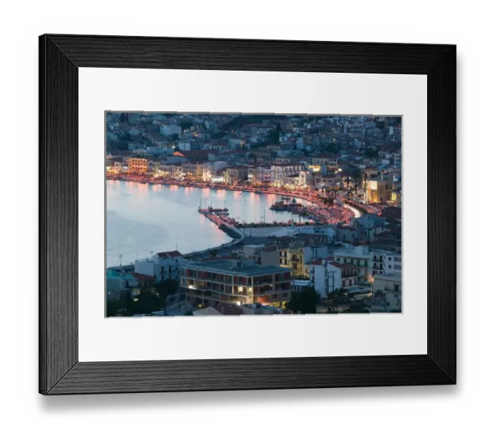 Framed Print : GREECE-Northeastern Aegean Islands-SAMOS-Vathy (Samos Town): Town View with Vathy