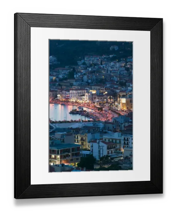 Framed Print : GREECE-Northeastern Aegean Islands-SAMOS-Vathy (Samos Town): Town View with Vathy