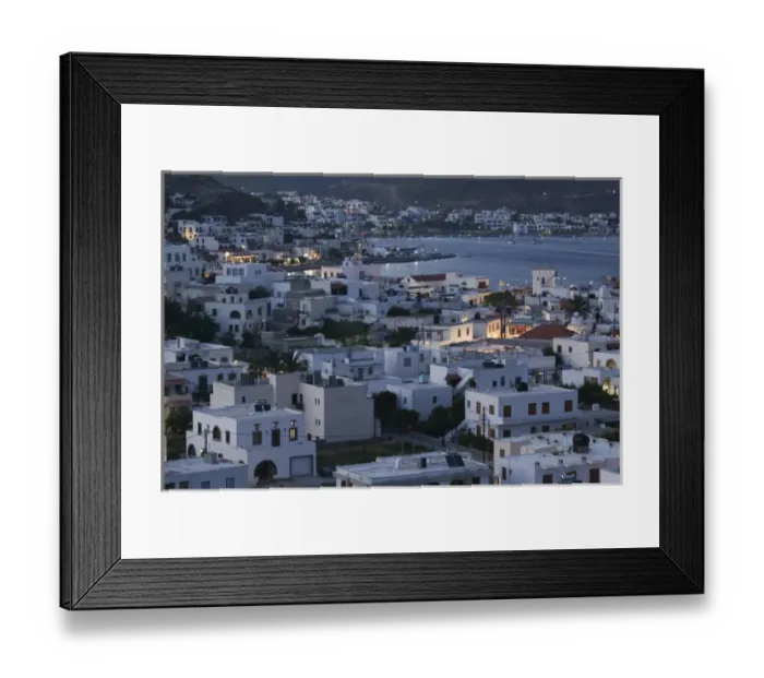 Framed Print : GREECE-Dodecanese Islands-PATMOS-Skala: Town View and Harbor / Evening Framed Print : GREECE-Dodecanese Islands-PATMOS-Skala: Town View and Harbor / Evening