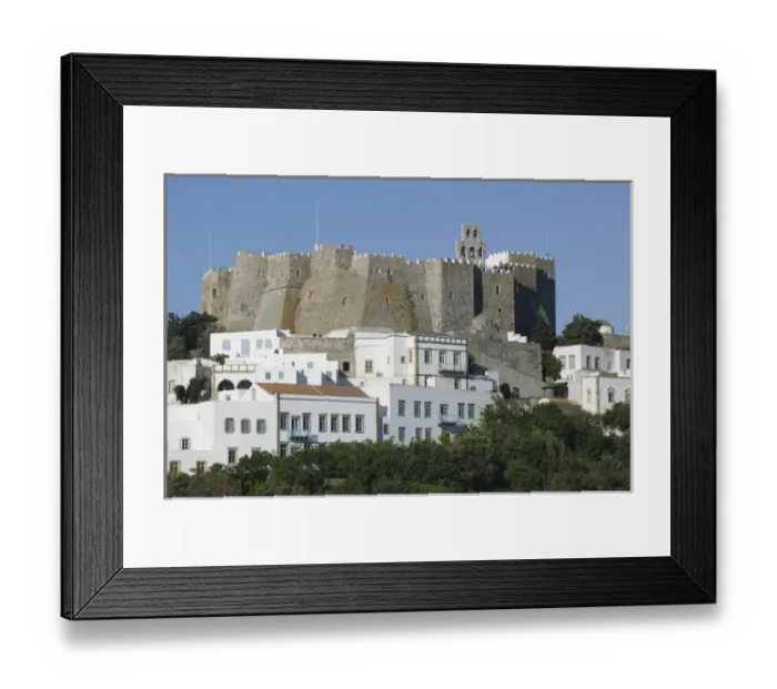 Framed Print : GREECE-Dodecanese Islands-PATMOS-Hora: Monastery of St. John the Theologian (12th