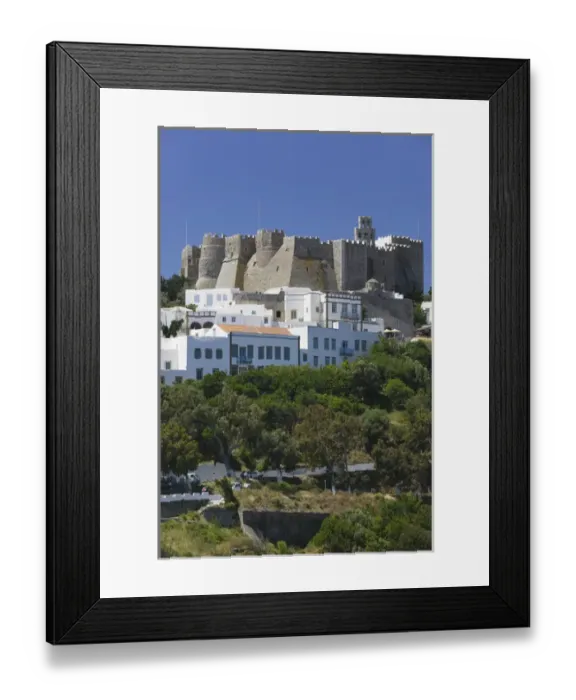 Framed Print : GREECE-Dodecanese Islands-PATMOS-Hora: Monastery of St. John the Theologian (12th Framed Print : GREECE-Dodecanese Islands-PATMOS-Hora: Monastery of St. John the Theologian (12th