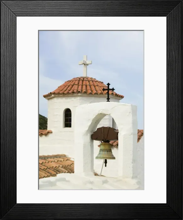 Framed Print : GREECE-Dodecanese Islands-PATMOS-Kipi: Evagelismos Monastery / Exterior Framed Print : GREECE-Dodecanese Islands-PATMOS-Kipi: Evagelismos Monastery / Exterior
