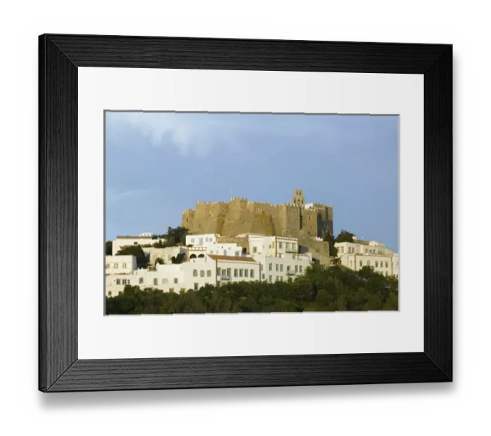 Framed Print : GREECE-Dodecanese Islands-PATMOS-Hora: Monastery of St. John the Theologian (12th