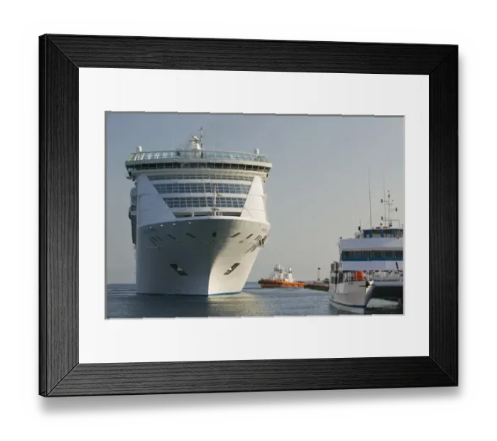 Framed Print : GREECE-Dodecanese Islands-RHODES-Rhodes Town: Commercial Harbor-Docking Cruiseship