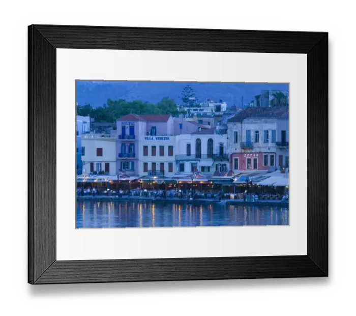 Framed Print : GREECE-CRETE-Hania Province-Hania: Dusk  /  Evening at the Venetian Port
