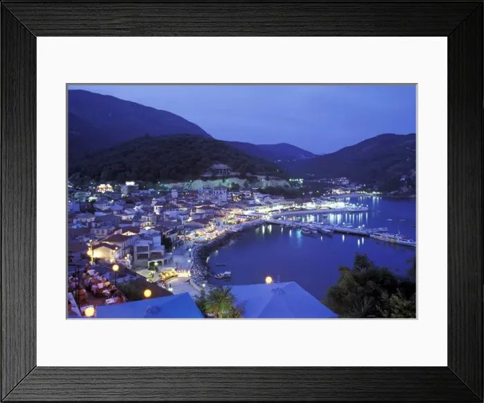 Framed Print : Europe, Greece, Parga. View of town and harbor Framed Print : Europe, Greece, Parga. View of town and harbor